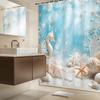 Seashells and Starfish Beach Scene Shower Curtain - Water-Resistant Fabric for Bathroom - Perfect for Coastal and Ocean Lovers
