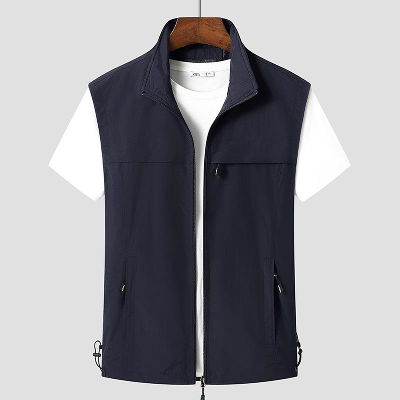 2024 Men's Lightweight Vest for Spring/Autumn - Middle-Aged & Elderly with Pockets