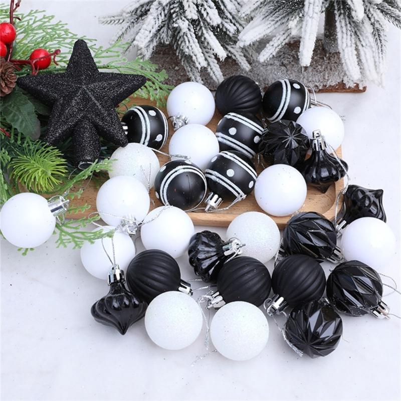 31Pcs Christmas Baubles Ornament Shatterproof Decorative Baubles For Christmas Tree Wedding Winter Festival Celebration