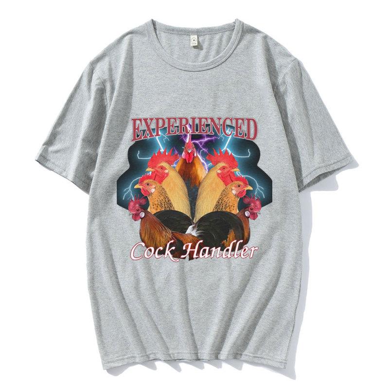 Funny Professional Cock Handler Chicken and Rooster Graphic T Shirt Men's Casual Cotton Oversized T-shirts Harajuku Streetwear