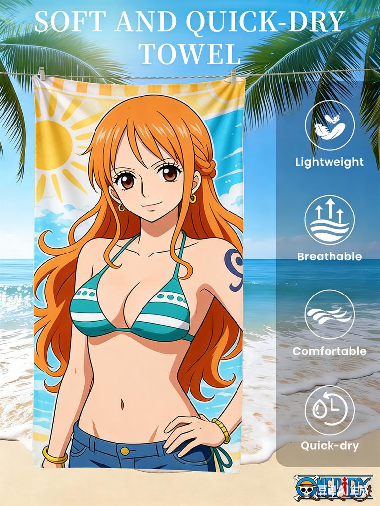 Anime Pirate Crew Adventure Beach Towel Soft Quick Dry Breathable Lightweight Comfortable Towel Travel Pool Camping Essentials