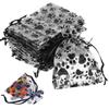 25pcs Organza Gift Bags Dog Paw Pattern Drawstring Pocket Creative Gauze Sachet  Party Supply