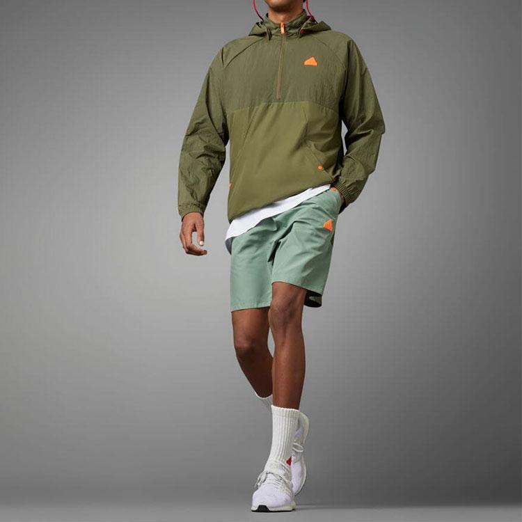 Adidas Solid Color Drawstring Straight Fit Shorts Men Shorts Olive-Green IP3731
