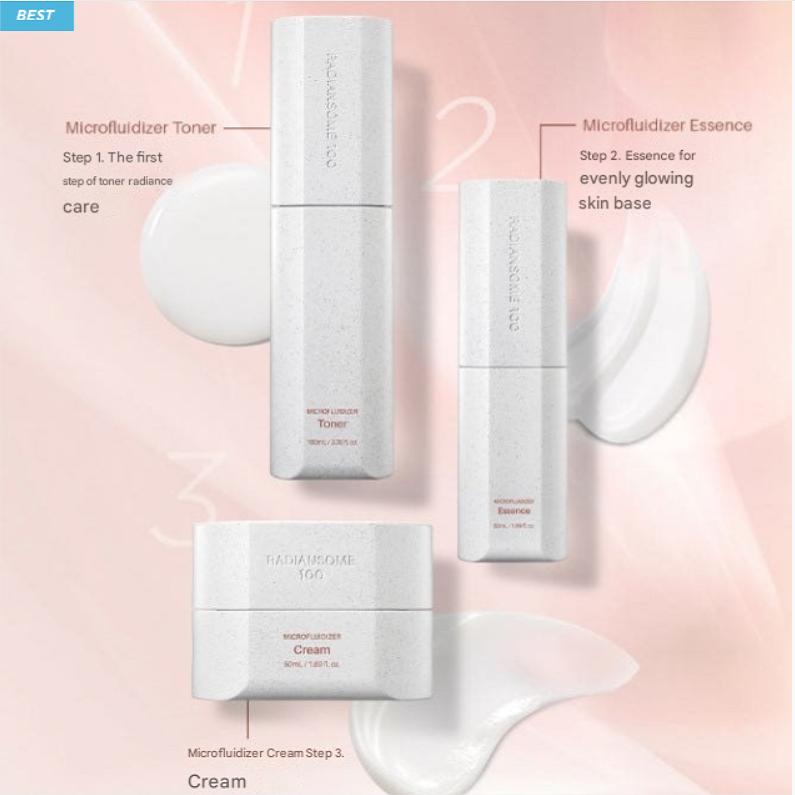 Incellderm Radiant Som 100 Microfluidizer 3-piece Set Toner + Essence + Cream