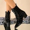 Fashion 2025 Fashion Ladies Shoes Side Zipper Women's Boots New Lace-up Office and Career Sexy Pointed Toe Solid Best Seller Ankle Boots