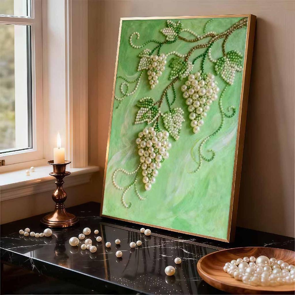 Pearl Grape DIY Diamond Art Kits 15.7x19.6inch Gem Art Diamond Painting Kits Without Frame for Adults Gift Idea Home Wall Decor