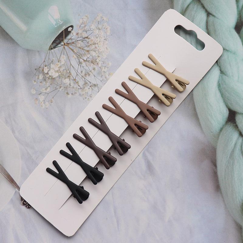 8 Coffee-Toned Seamless Duckbill Hair Clips for Flyaway Hair and Bangs