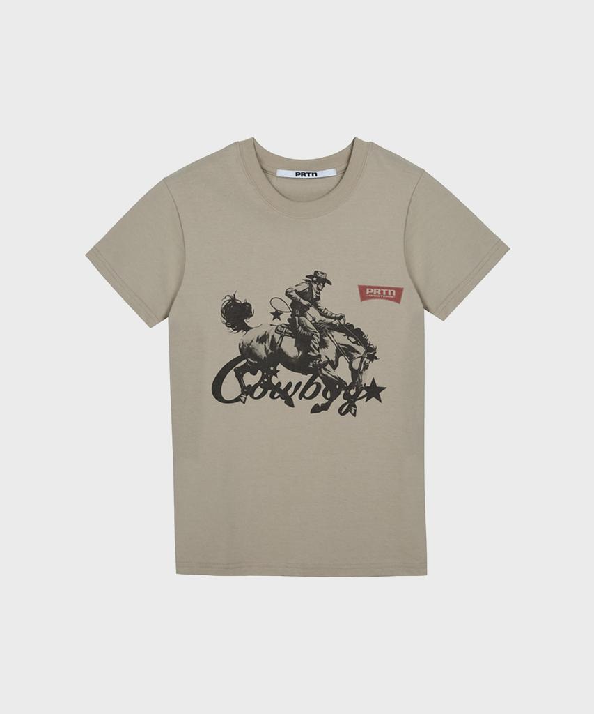 Fortena Western Cowboy Graphic Short Sleeve T-Shirt-3Color