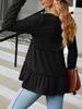 V-neck Long Sleeve Solid Color Patchwork T-shirt for Autumn/Winter 2025