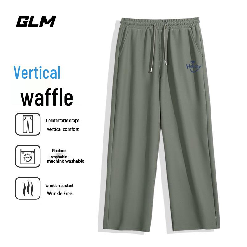 GLM Men's Waffle Relaxed Fit Straight Leg Casual Pants