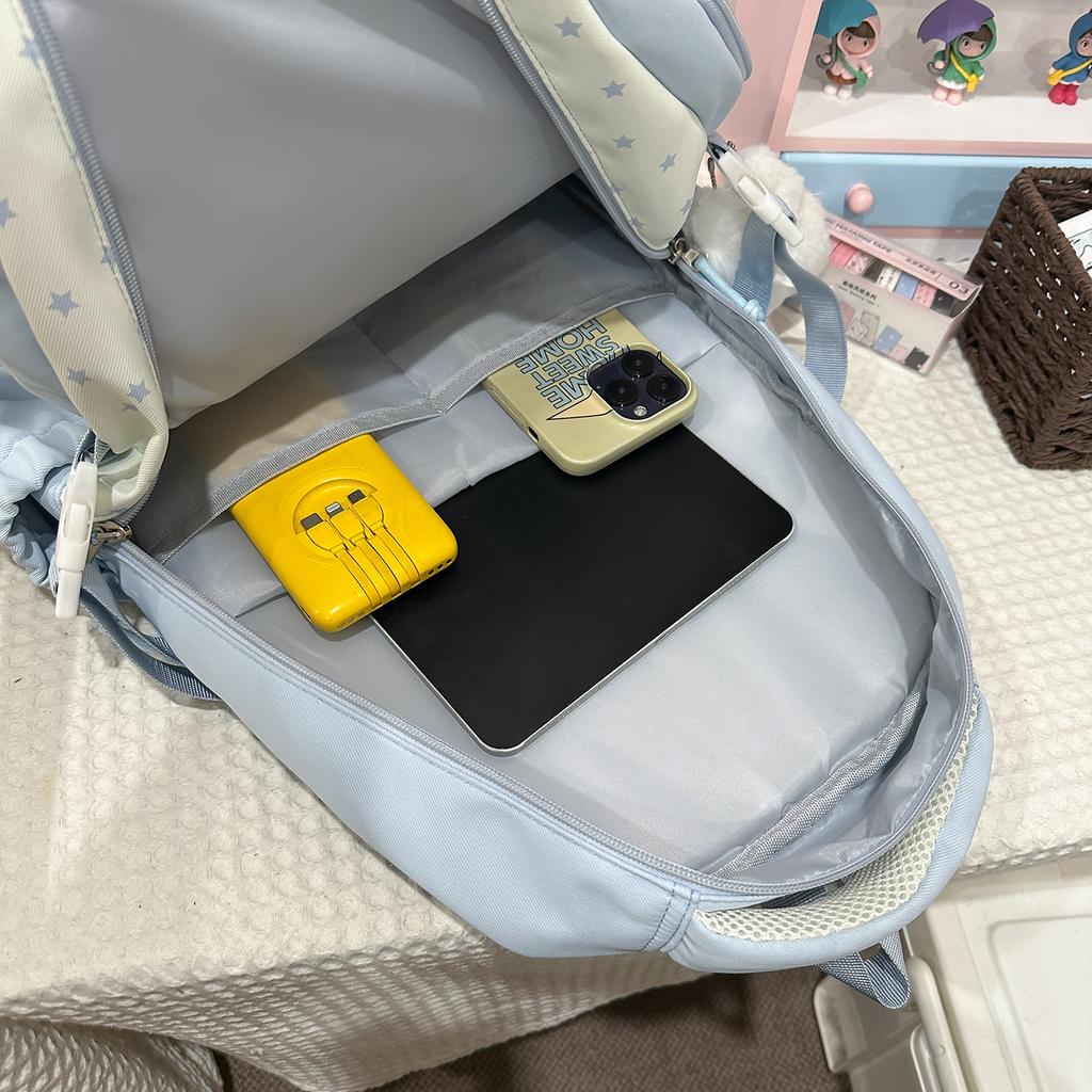Sac d'écolejk splicing transparent sac à pain nouveau sac d'école double couche multi-poches sac à dos de voyage pour élève de collège fille collège
