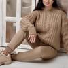 Women's Autumn/Winter 2023 Casual Two-Piece Knit Set - Cable Knit Pullover
