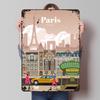 Travel To Paris Printed Poster Customized Wall Art Retro Vintage Metal Tin Signs for Room Bar Accessories Decoration Home House