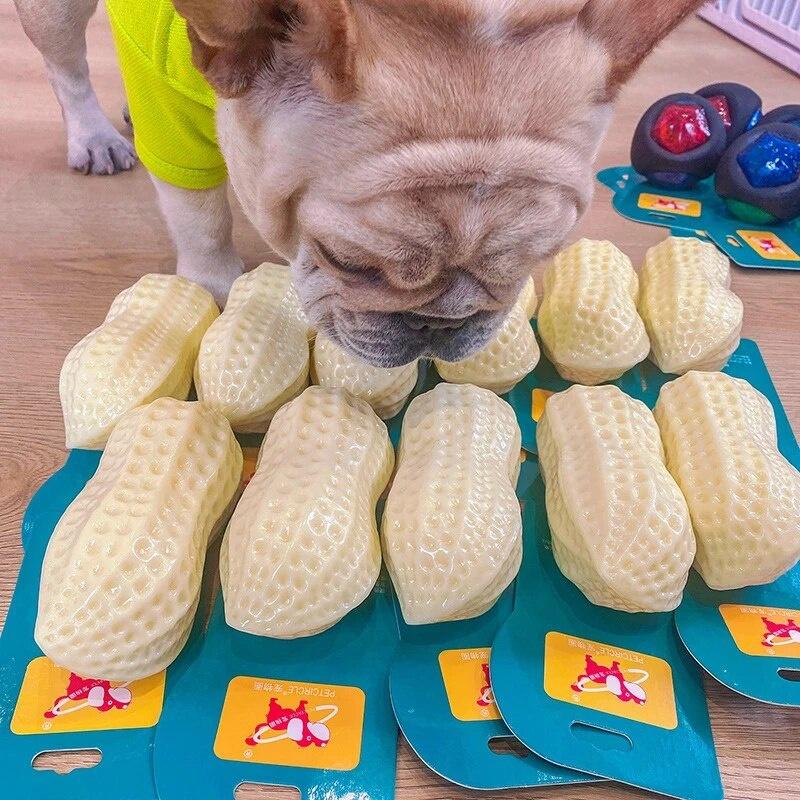 Peanut Shaped Dog Chew Toy Dog Rubber Toy Teeth Grinding Suitable for Large and Medium Sized Dogs Puppy Supplies Pet Supplies