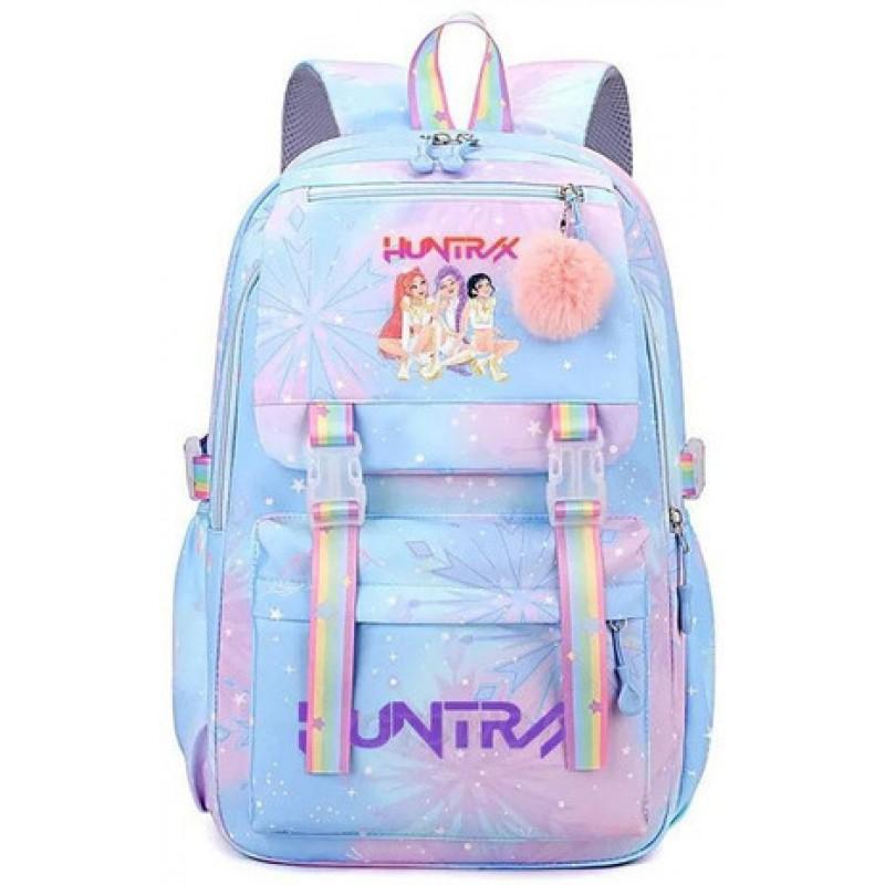 Korean Style School Backpack Teenagers Large Capacity Nylon Bookbag With Padded Straps Cartoon Print Unisex Student Bag