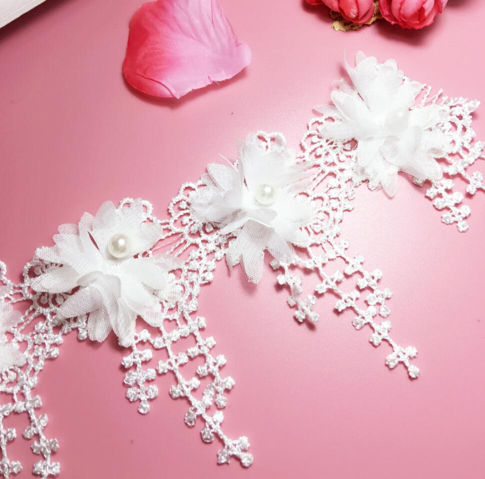 Polyester Light Water-Soluble Barcode Chiffon Burnt Flower Beads Flower, Corn Whisker Fringed Lace, Children'S Clothing Women'S Jewelry Diy