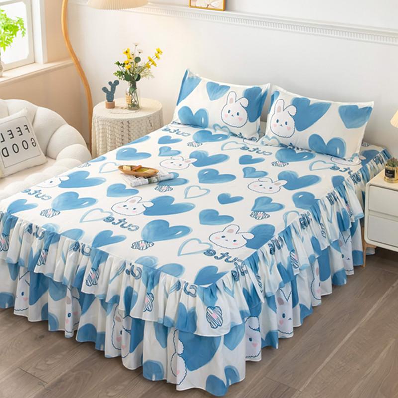 Chambre ménage monobloc ponçage jupe de lit couleur unie doux pour la peau couvre-lit couvre-lit chambre étudiant dortoir draps