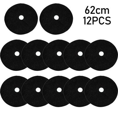12 Peças de Tecido de Grama Para Jardim Fazenda Pomar Proteção Tapete de Grama Preto 52x52x6cm/62x62x7cm Peças de Reposição para Plantas de Jardim
