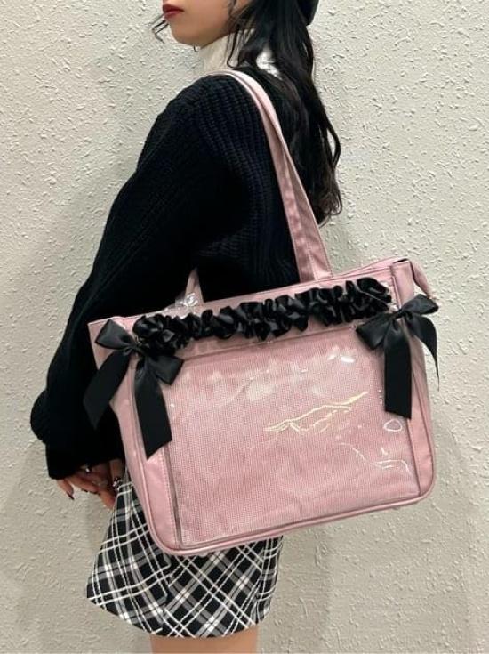 WEGO Ita Bag [Liten] Genomskinlig Väska, Perfekt för Oshikatsu, Evenemang, Liveframträdanden, Gåvor, Dam, F, Typ A, Svart