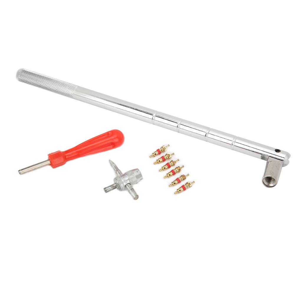 Valve Stem Removal Tool 4 in 1 Stainless Steel Corrosion Resistant Coating Plastic Handle Valve Core Removal Tool