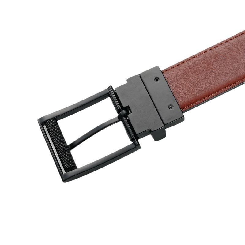 Belt Can Be Rotated and Punched with Needle Holes and Switched on Both Sides of Cowhide Leather Genuine Leather Pants Belt