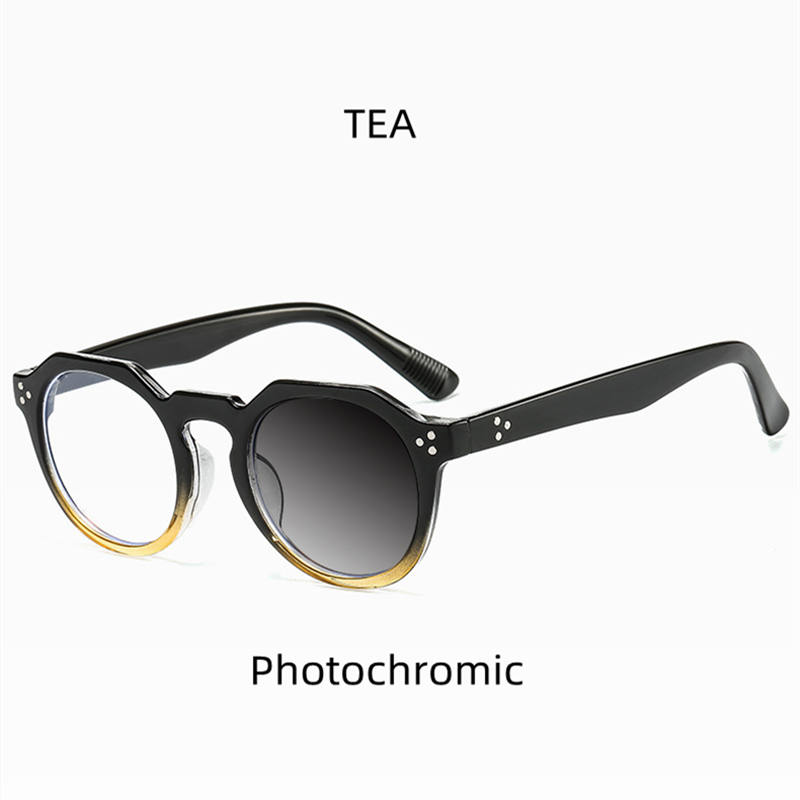 Photochromic Anti Blue Light Reading Glasses For Men And Woman High-Quality Retro Fashionable Rivet Design Presbyopic Eyeglasses