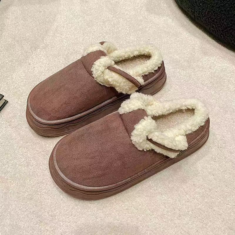 Winter Women's Velvet Cotton Slippers New Indoor Home Warm Confinement Non-slip Wool Slippers