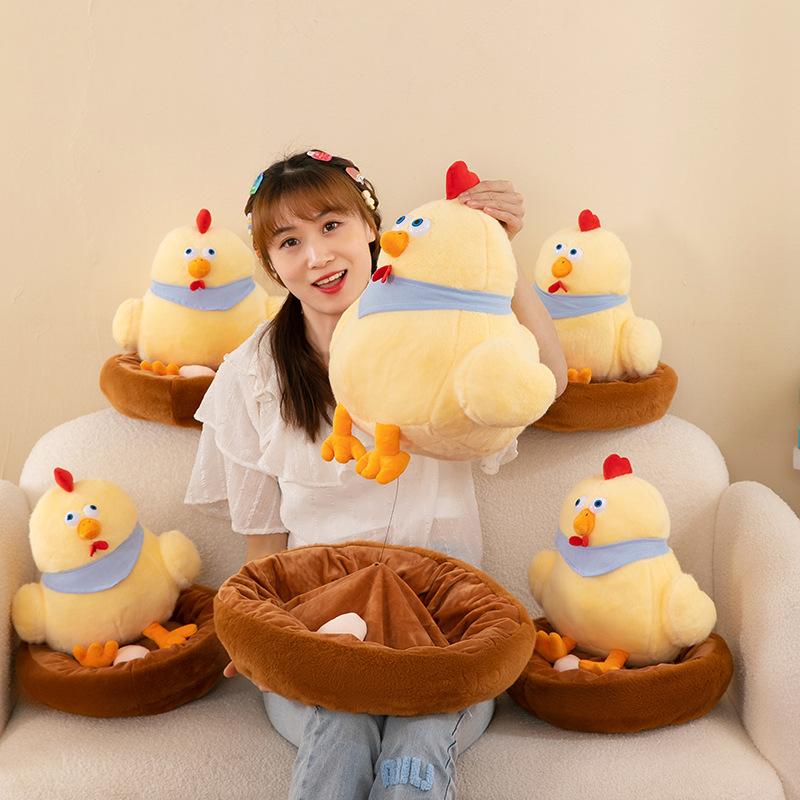 Chicken Nest Hatching Chick Plush Toy Laying Egg Hen Doll Doll Children Soothing Sleep Holding Pillow