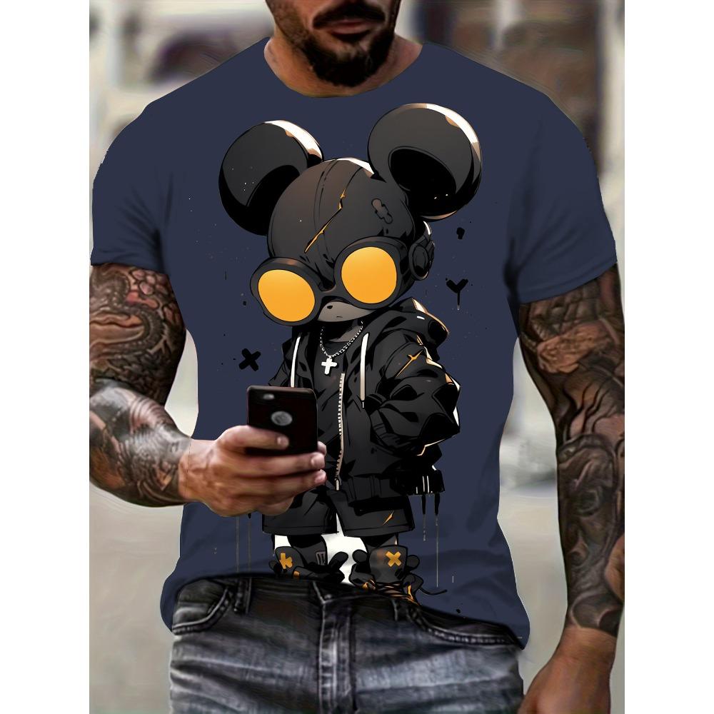 Men's Kids Casual Fashion T-shirt 3D Printing Anime Bear Pattern Printed T-shirt For Summer Daily Outdoor Streetwear Oversized Tops