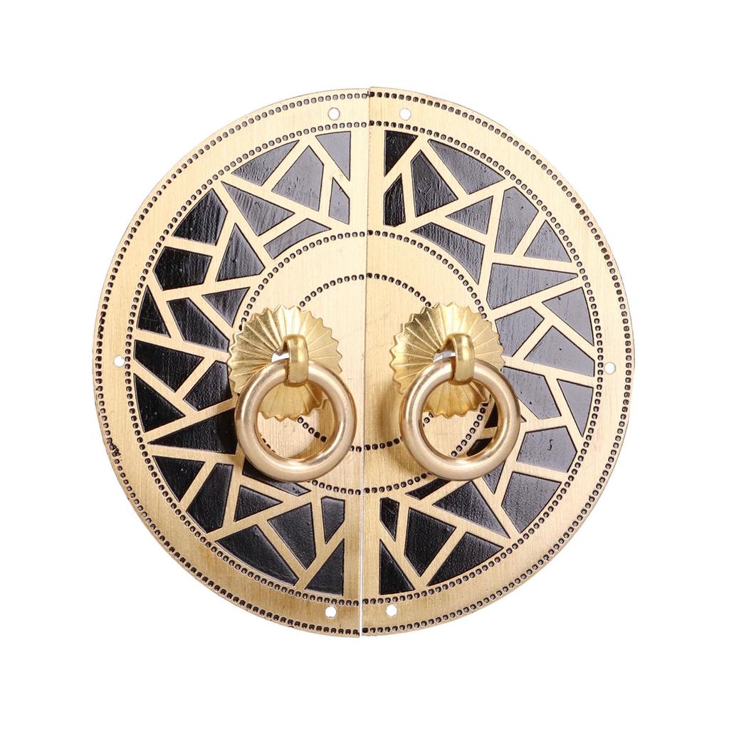 Chinese Antique Cabinet Handle Brass Circular Plaid Bookcase Knob for Wardrobe Door Window