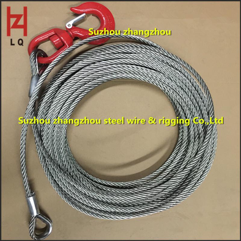 Galvanized Steel Wire Rope Slings with Crimped Swivel Safety Hook