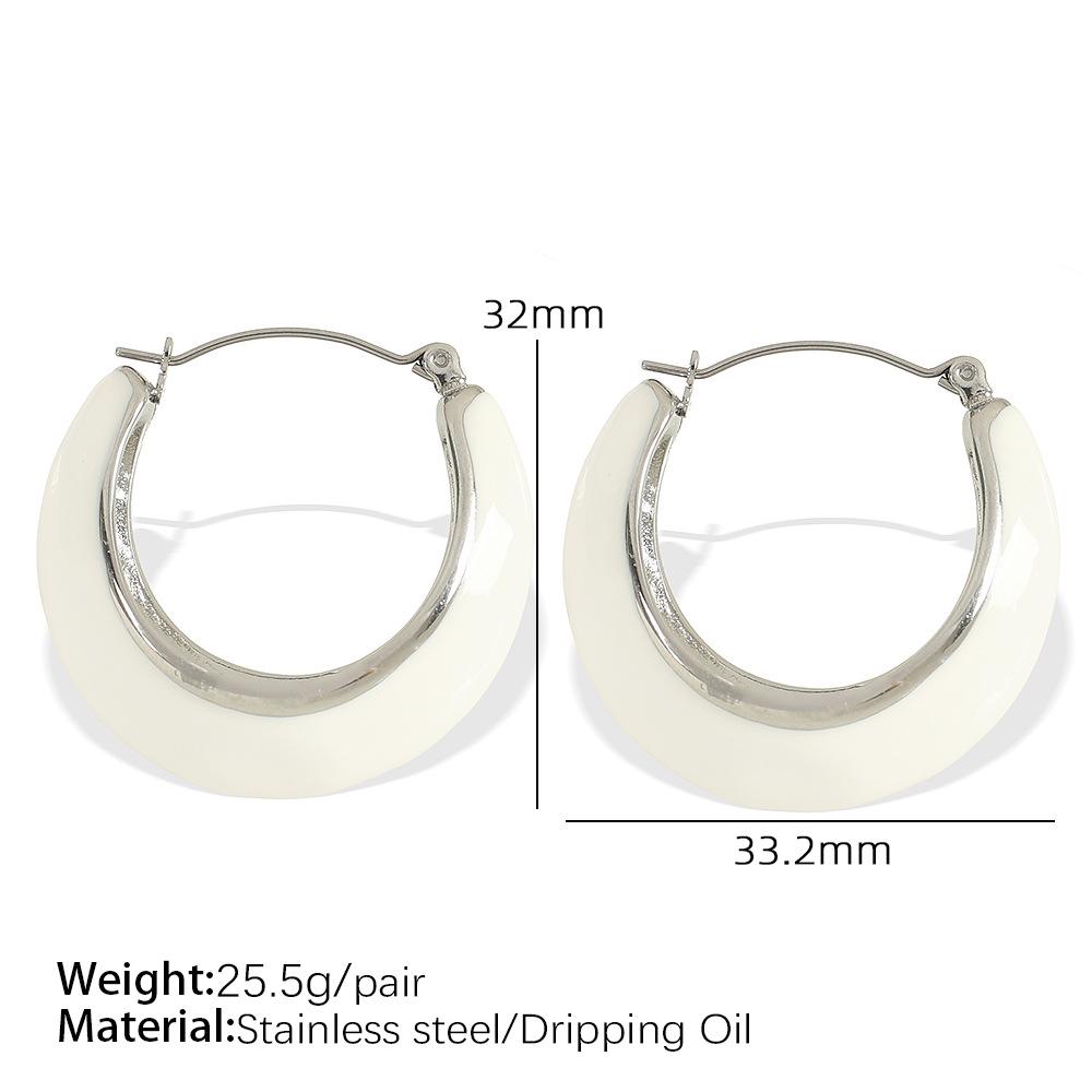 Винтажные зеленые елочные украшения-серьги с подтечной глазурью - Полые круги из титановой стали для женщин