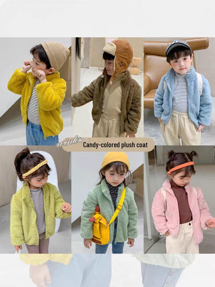 Children's Plush Spring/Autumn Coat for Boys and Girls - Warm, Double-Sided Fleece Outerwear