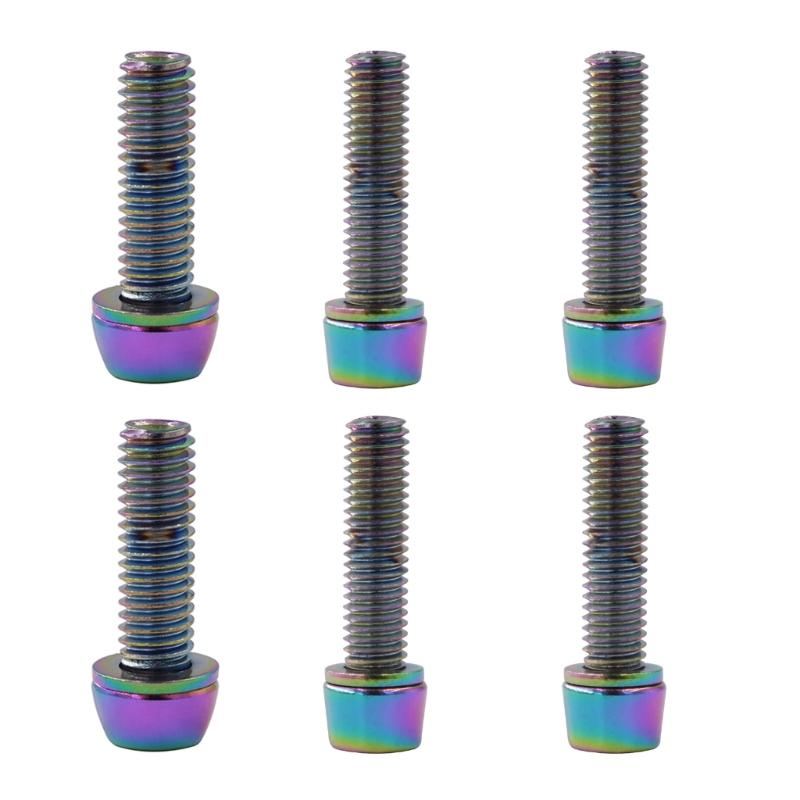 Skrutky na riadidlá bicykla Farebná oceľ M5/6x20MM MTB bicykel Riadidlá Predstavec Podložky Skrutky V Skrutky