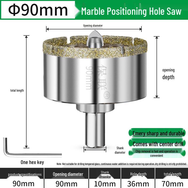 Positioning Drill Bit for Tile, Glass, Marble, and Stone Drilling