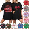 Maglietta casual da donna con stampa, scollo tondo, pullover, manica corta