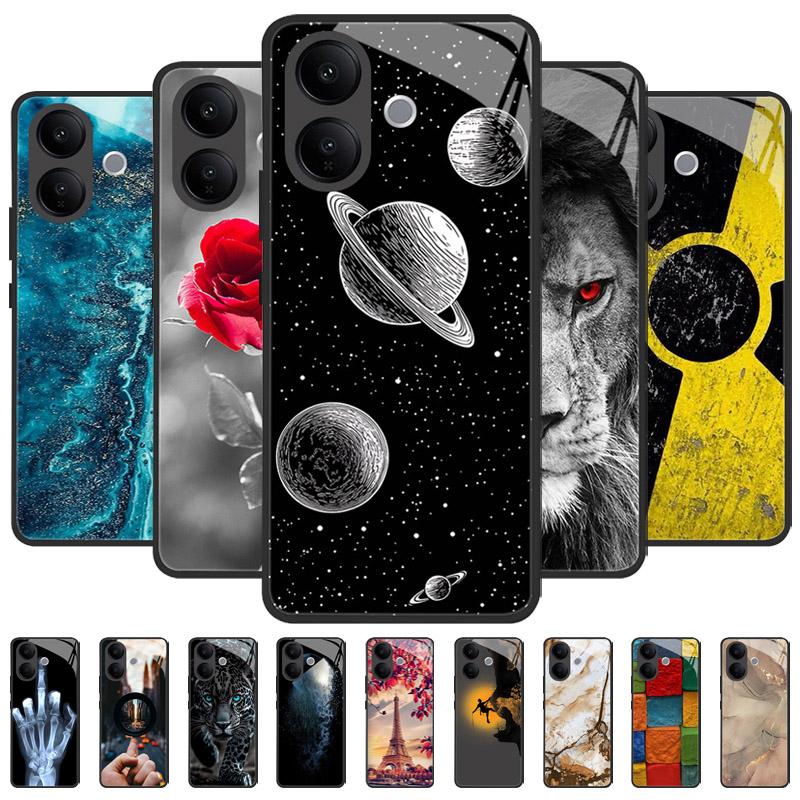Hartowane Szklane Etui Na Telefon VIVO V60 Lite V60Lite Pokrowiec Fajne Malowany Wilk Lew Odporne Na Wstrząsy Etui Na Vivo V 60 Lite Obudowa Funda