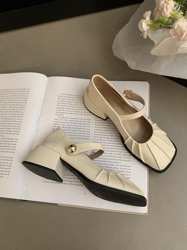 Fashion Beautiful Cry ~ French One-button High Heels Female Spring Summer Small Fragrant Wind Mary Jane Single Shoes