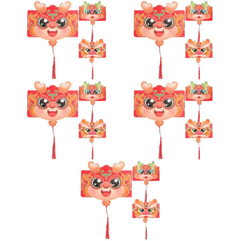 15Pcs Traditional Chinese Paper Red Envelopes for Festive Use