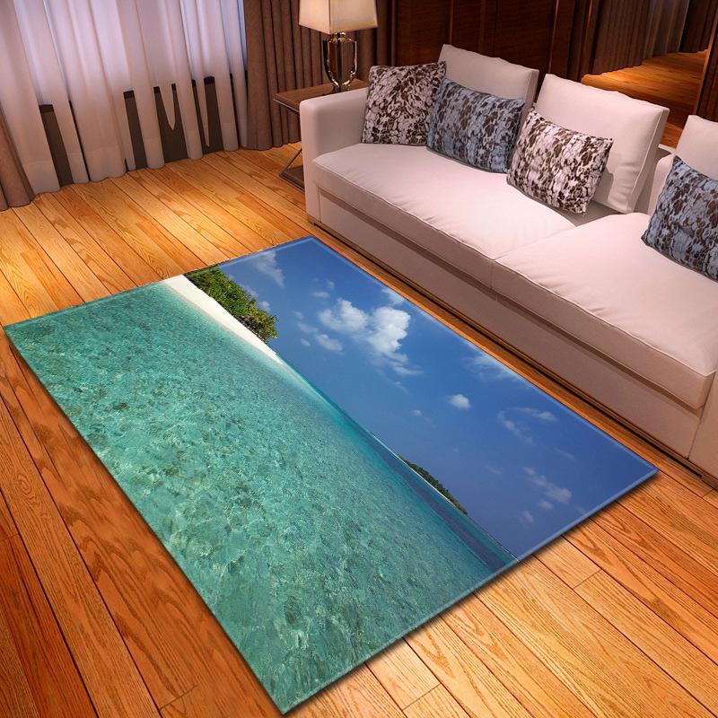 Beach Concept Landscape Living Room Carpet Bedroom Dining Room Floor Mat Pattern Size