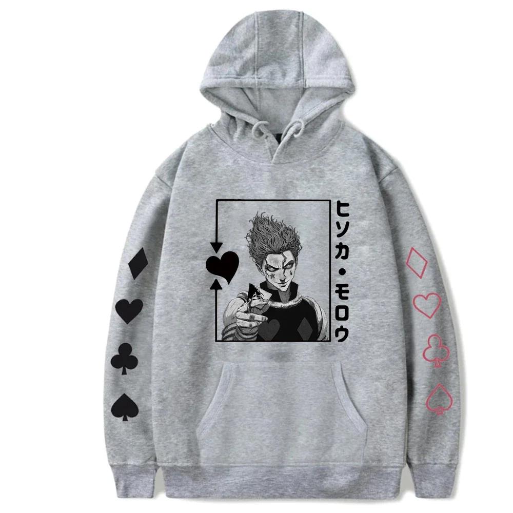 Hisoka Hunter X Hunter Anime Hoodie Harajuku Manga Spaß Schwarz-Weiß-Muster Neutrale Mode Streetwear Oversized Sportoberteil