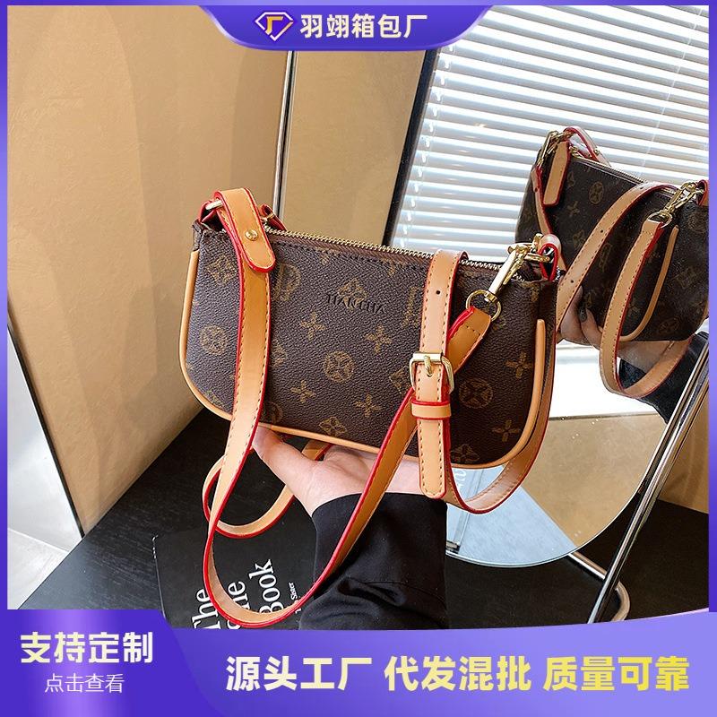 Premium Retro Printed Armpit Bag Women's New Fashion Versatile Shoulder Bag Commuter Messenger Bag