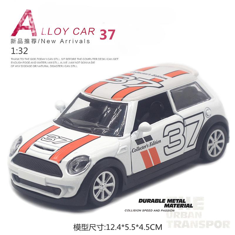 1:32 Alloy Mini Cooper Painted Rally Car Model Pull Back Door Opening Car Model Children'S Toy Gifts