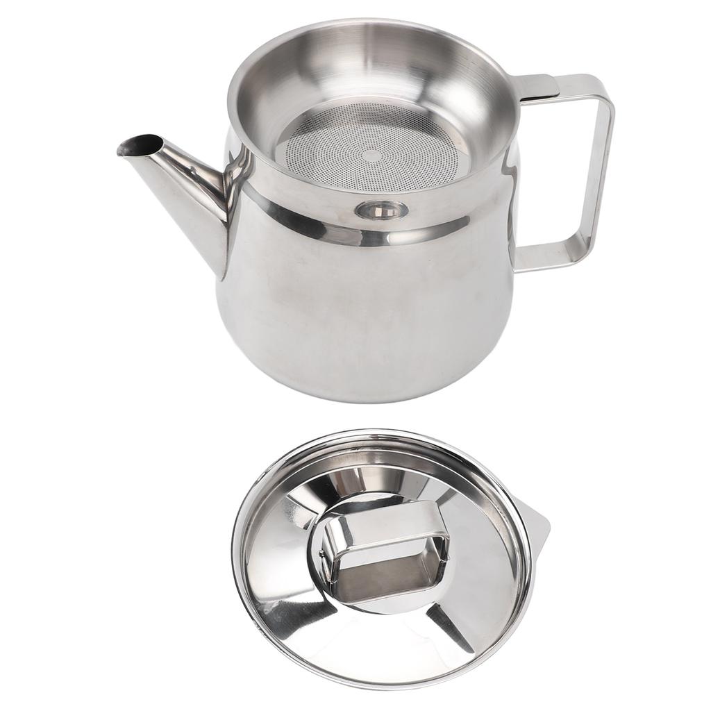 Grease Container with Mesh Strainer Stainless Steel Easy To Grip Grease Keeper Meat Frying Cooking Oil