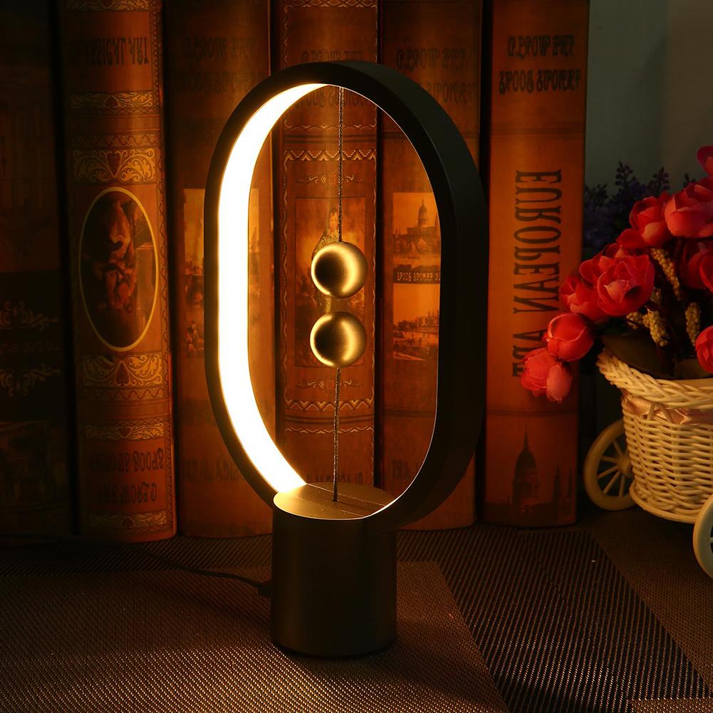 LED Mini Balance Light Creative Desktop Bedroom Lamp USB Oval Magnetic Air Switch Eye Protection Night Light Touch Control Night