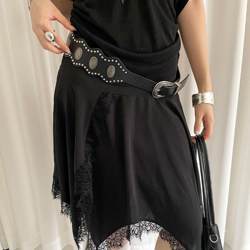 Vintage Damen Gürtel Niet Kleid Jeans Gürtel Vielseitiger Leder Taillengürtel Streetwear