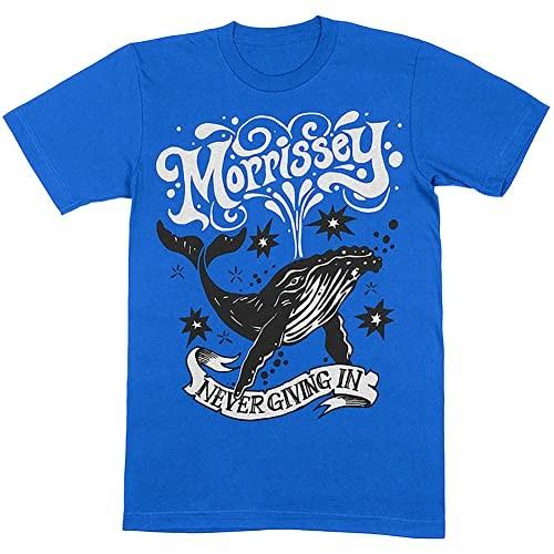 Morrissey T Shirt Never Giving In Whale Logo Unisexs Blue Xxl S