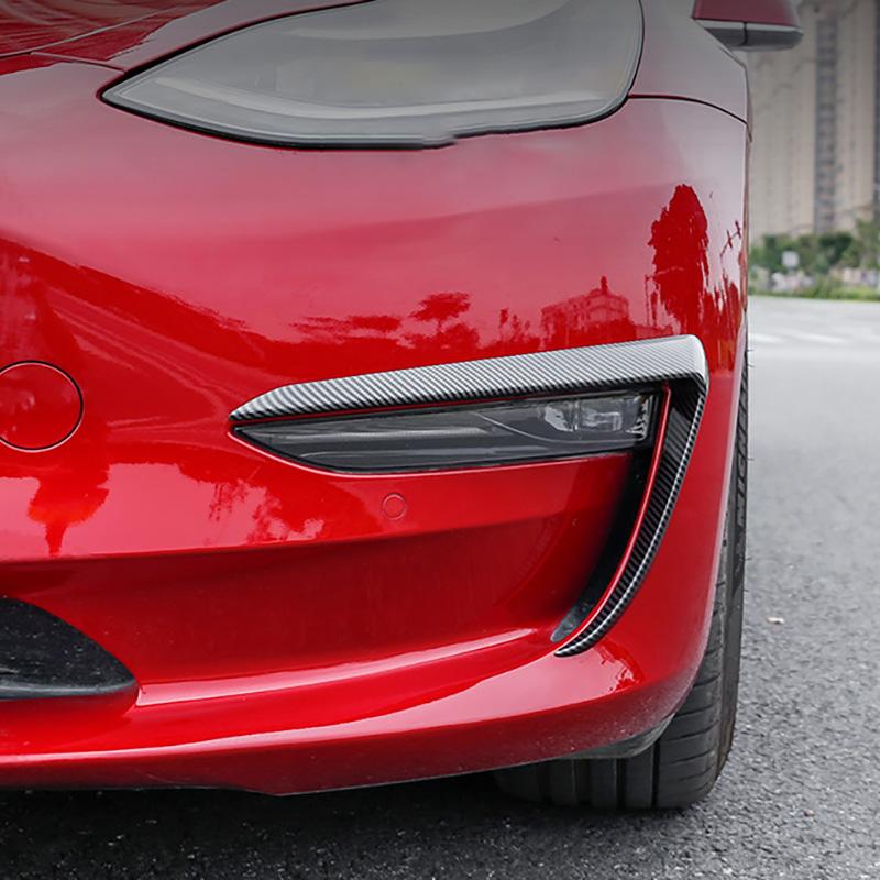 Nebelscheinwerferverkleidung für Tesla Modell Y/3, Stoßstangenabdeckung, Windmesser, Carbonfaser-Optik, Klingenverkleidung, Licht, Augenbrauen, Spoiler, Dekoration