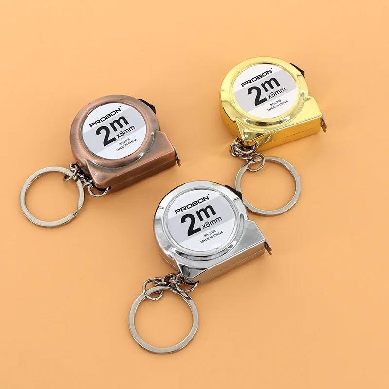 Portable Mini Tape Measure Retractable 2m Mild Steel Keychain Design Small Household Measuring Tool for DIY Crafting and Sewing