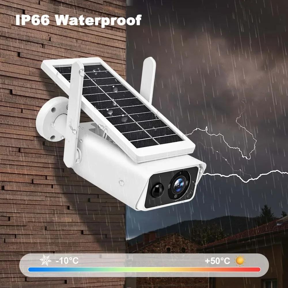 

4MP Solar Camera WiFi Outdoor 100° Wide View Security Protection Wireless Surveillance Bullet IP Cams PIR Detection IR Night New 4MP Cam No Battery